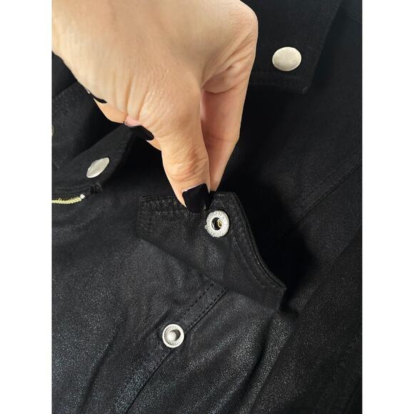 Yaya Aflalo Women's Leather Linen Cropped Moto Black Lightweight Jacket Shacket - Picture 4 of 10